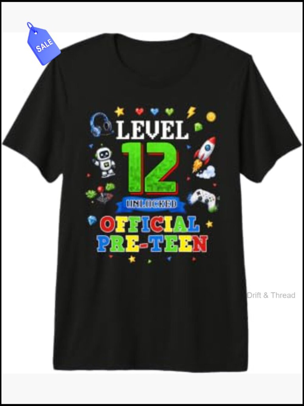 Level 12 Unlocked Gaming T-Shirt, Pre-Teen Birthday Tee, Tri-Blend